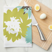 Blau und Chartreuse Modernes Muster Handtuch (Viertel Falte)