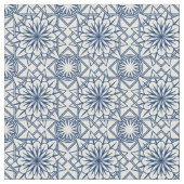 Blau und Cream Art Deco Blumenmuster Stoff (Nahaufnahme)