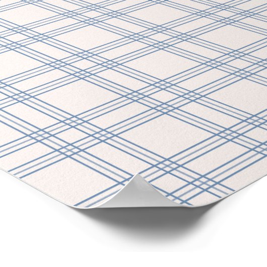 Blau und Cream Gingham Poster (Ecke)