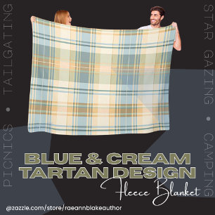 Blau und Cream Tartan Design Fleece Blanket