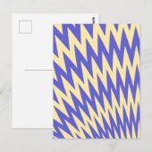 Blau und Cream Zigzag Zickzack Muster Postkarte (Vorne/Hinten)