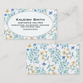 Blau und Creme floral auf dem Helfer der Weißen Mu Telefonnummerkarte (Vorne/Hinten)