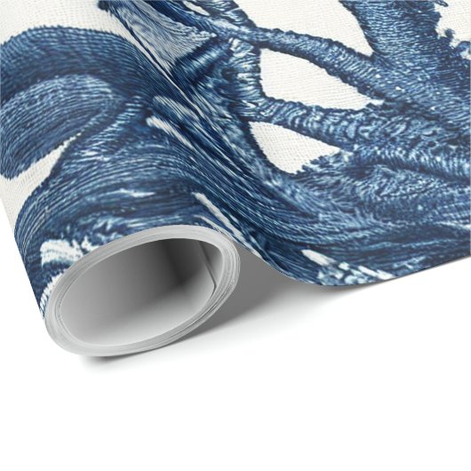 Blau und Creme Geschenkpapier (Rolleneckpunkt)