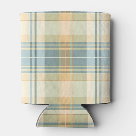 Blau und Creme Kariert Dose oder Flasche Cooler Dosenkühler (Rückseite)