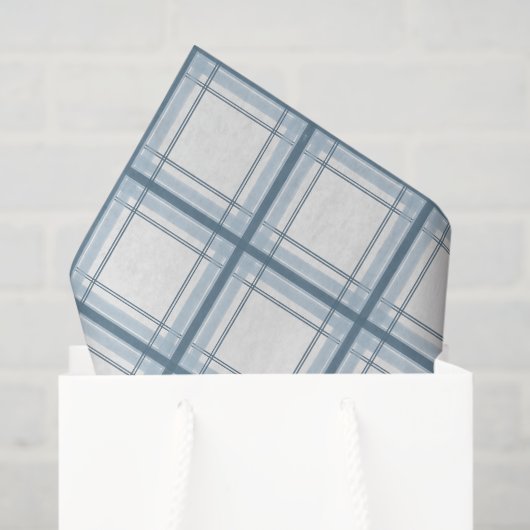 Blau und Creme Kariert Gemustert Seidenpapier (Geschenktüte)