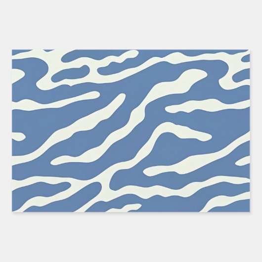 Blau und Creme Modernes Abstraktes Wavy Lines Must Geschenkpapier Set (Vorderseite 2)