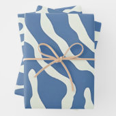 Blau und Creme Modernes Abstraktes Wavy Lines Must Geschenkpapier Set (Beispiel)