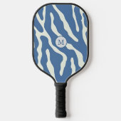 Blau und Creme Modernes Abstraktes Wavy Lines Must Pickleball Schläger (Vorderseite)