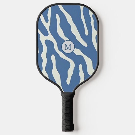Blau und Creme Modernes Abstraktes Wavy Lines Must Pickleball Schläger (Vorderseite)