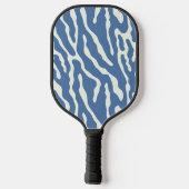 Blau und Creme Modernes Abstraktes Wavy Lines Must Pickleball Schläger (Rückseite)