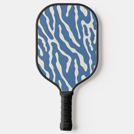 Blau und Creme Modernes Abstraktes Wavy Lines Must Pickleball Schläger (Rückseite)