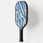 Blau und Creme Modernes Abstraktes Wavy Lines Must Pickleball Schläger (Links)