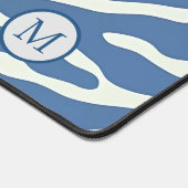 Blau und Creme Modernes Abstraktes Wavy Lines Must Schreibtischunterlage (Ecke)