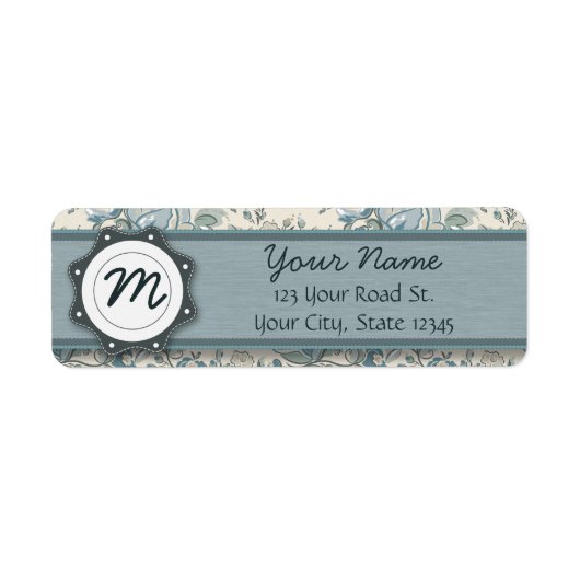 Blau-und Creme-Rose mit Monogramm (Vorne)