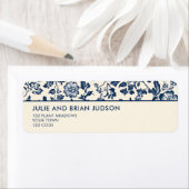Blau und Creme Rücksendeadresse Delft Floral Borde (Insitu)