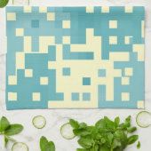 Blau- und Cyan-Pixelmuster Geschirrtuch (Gefaltet)