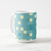 Blau- und Cyan-Pixelmuster Kaffeetasse (Vorderseite Links)