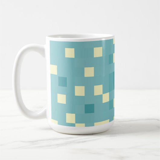 Blau- und Cyan-Pixelmuster Kaffeetasse (Links)