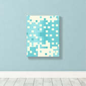 Blau- und Cyan-Pixelmuster Leinwanddruck (Insitu (Holzboden))