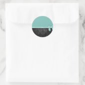 Blau und Damask Runder Aufkleber (Tasche)