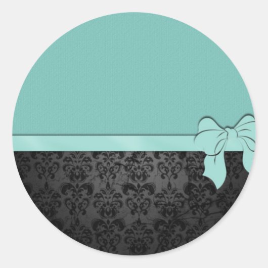 Blau und Damask Runder Aufkleber (Vorderseite)