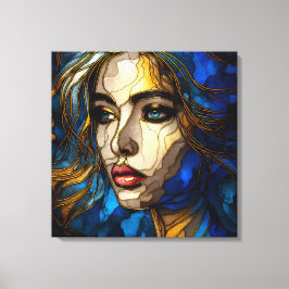 Blau und die goldene Eleganz - KI im Aufstieg Leinwanddruck