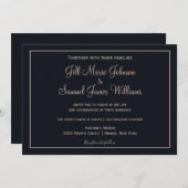 Blau und Dusty Pink Elegance Einladung (Vorne/Hinten)