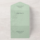 Blau- und Elfenbeinfarben-Rose auf Schlachtgrün mi All In One Einladung (Außenbereich)