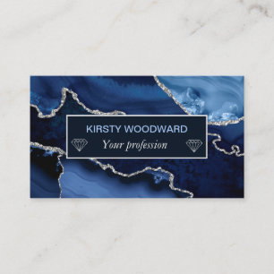 Blau und falscher Silber-Glitter-Marmor-Achat Visitenkarte