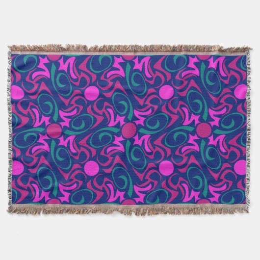 Blau und Fuchsia Pink Star Nahtlose Vector Muster Decke (Vorderseite)