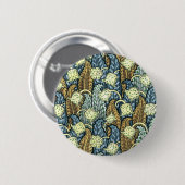Blau und Garten Browns Nouveau Button (Vorne & Hinten)