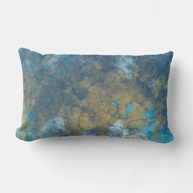 blau und gelb abstrakt lendenkissen (Vorderseite)
