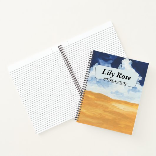 Blau und Gelb Abstrakt Personalisiert Notizblock (Innenseite)