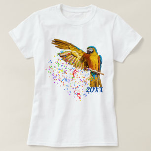Blau- und Gelb-Ara wirft Konfetti T-Shirt