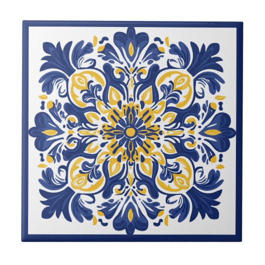 💛💙 Blau und Gelb, Azulejos Fliese (Vorderseite)