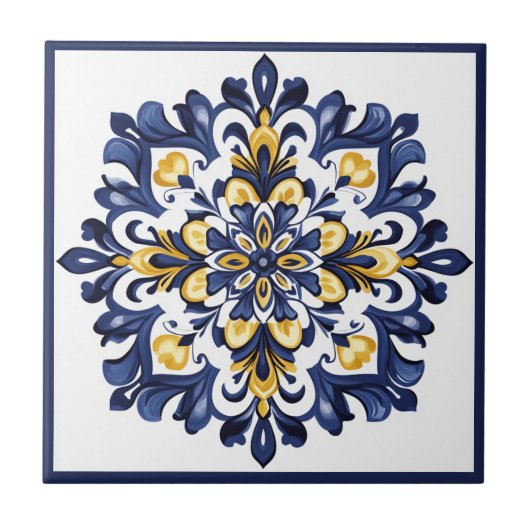 💛💙 Blau und Gelb, Azulejos Fliese (Vorderseite)