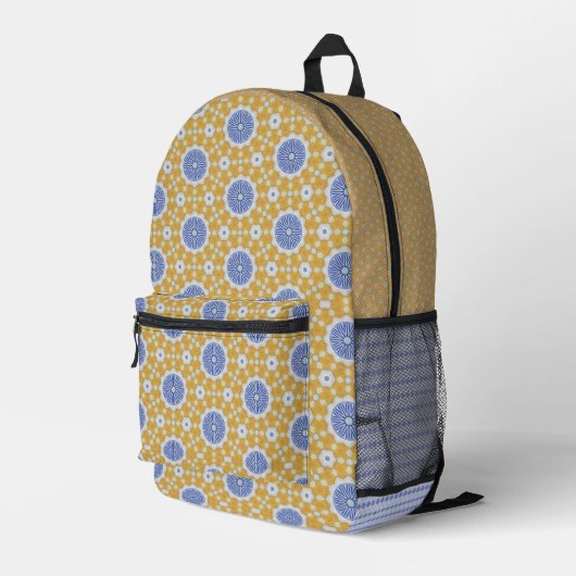 Blau und Gelb Bedruckter Rucksack (Rückseitige Ecke Rechts)