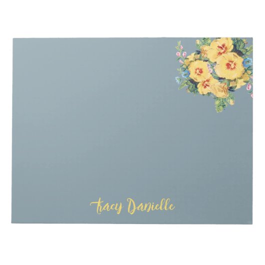 Blau und Gelb Blumenstrauß, kundenspezifisch Notizblock (Vorderseite)