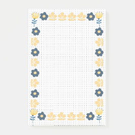 Blau und gelb Blütenblätter Hintergrund Post-it Klebezettel