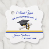 Blau und Gelb Cap & Tassel | ABSCHLUSS Geschenkanhänger (Vorderseite)