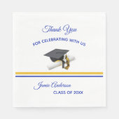 Blau und Gelb Cap & Tassel | Graduierungspartei Serviette (Vorderseite)