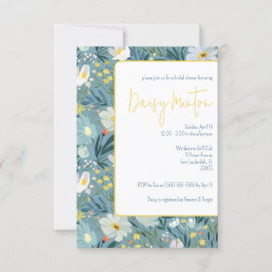 Blau und Gelb Daisy, Frühlingsfloral Brautparty Einladung