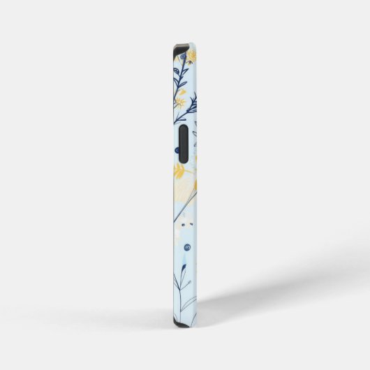 Blau und Gelb-Daisy-Muster iPhone Hülle (Rechte Seite)