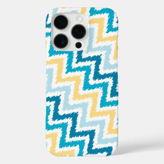 Blau und Gelb Diagonal Zigzag Ikat Muster Case-Mate iPhone Hülle (Rückseite)
