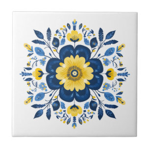 Blau und Gelb floral Fliese