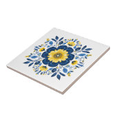 Blau und Gelb floral Fliese (Seite)