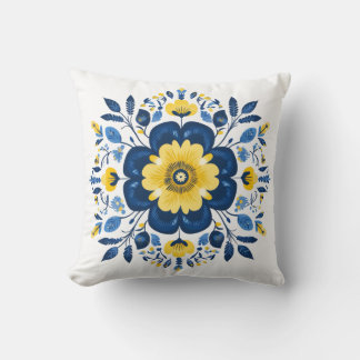 Blau und Gelb floral  Kissen