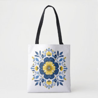 Blau und Gelb floral Tasche
