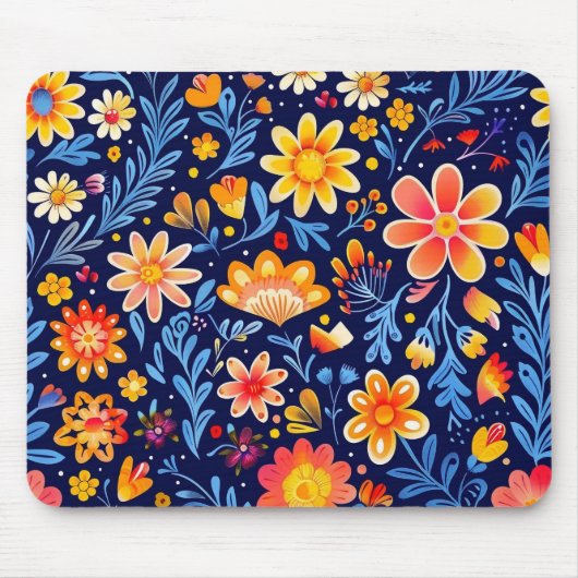 Blau und Gelb Flower Mousepad (Vorne)