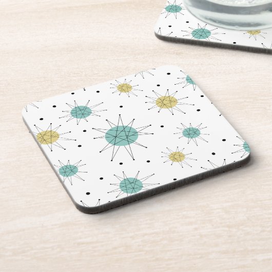 Blau und Gelb Franziskanische Sternexplosion Mitte Getränkeuntersetzer (Linke Seite)